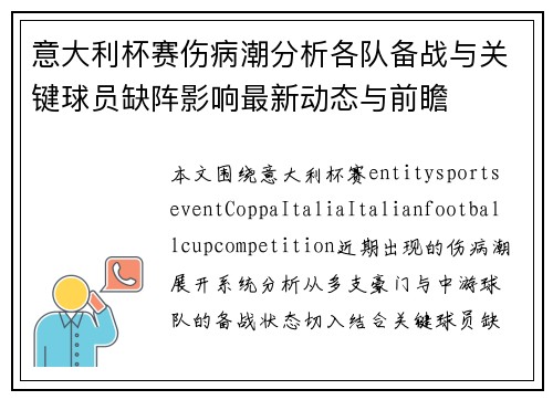 意大利杯赛伤病潮分析各队备战与关键球员缺阵影响最新动态与前瞻 意大利杯赛伤病潮分析各队备战与关键球员缺阵影响最新动态与前瞻